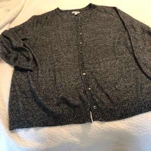 Gray and black cardigan sweater